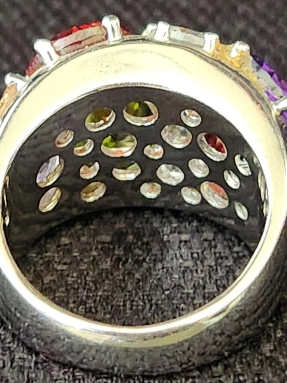 Vtg Nataliya V Collister NVC Multi-color Gems Bold Statement Cocktail Ring Sz 9 - Picture 6 of 14